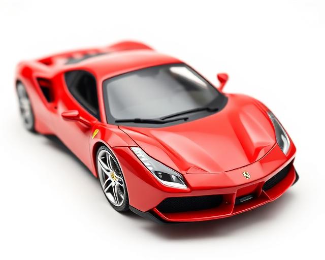 Ferrari 488 GTB diecast model in rosso corsa red