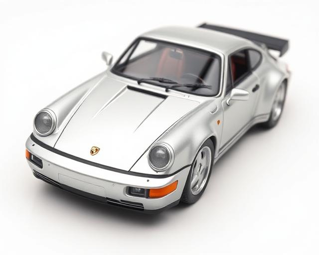 Porsche 911 964 Turbo S diecast model in silver